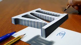 3D Trick Art On Line Paper, Floating Roman Numbers VII