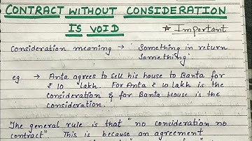 Contract Without Consideration Is Void || Exceptions