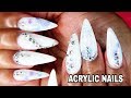 WHITE BLING |Sculpted STILETTO ACRYLIC NAILS (not polish)