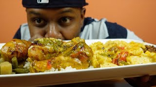 Smothered Chicken Legs Soul Food Mukbang..........eating Show