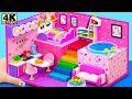 DIY Miniature House ❤️ How To Make Pink Unicorn House with Bunk Bed, Rainbow Stairs and Slime Pool