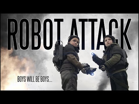 Robot Attack: los niños serán niños, incluso en el apocalipsis de los robots.