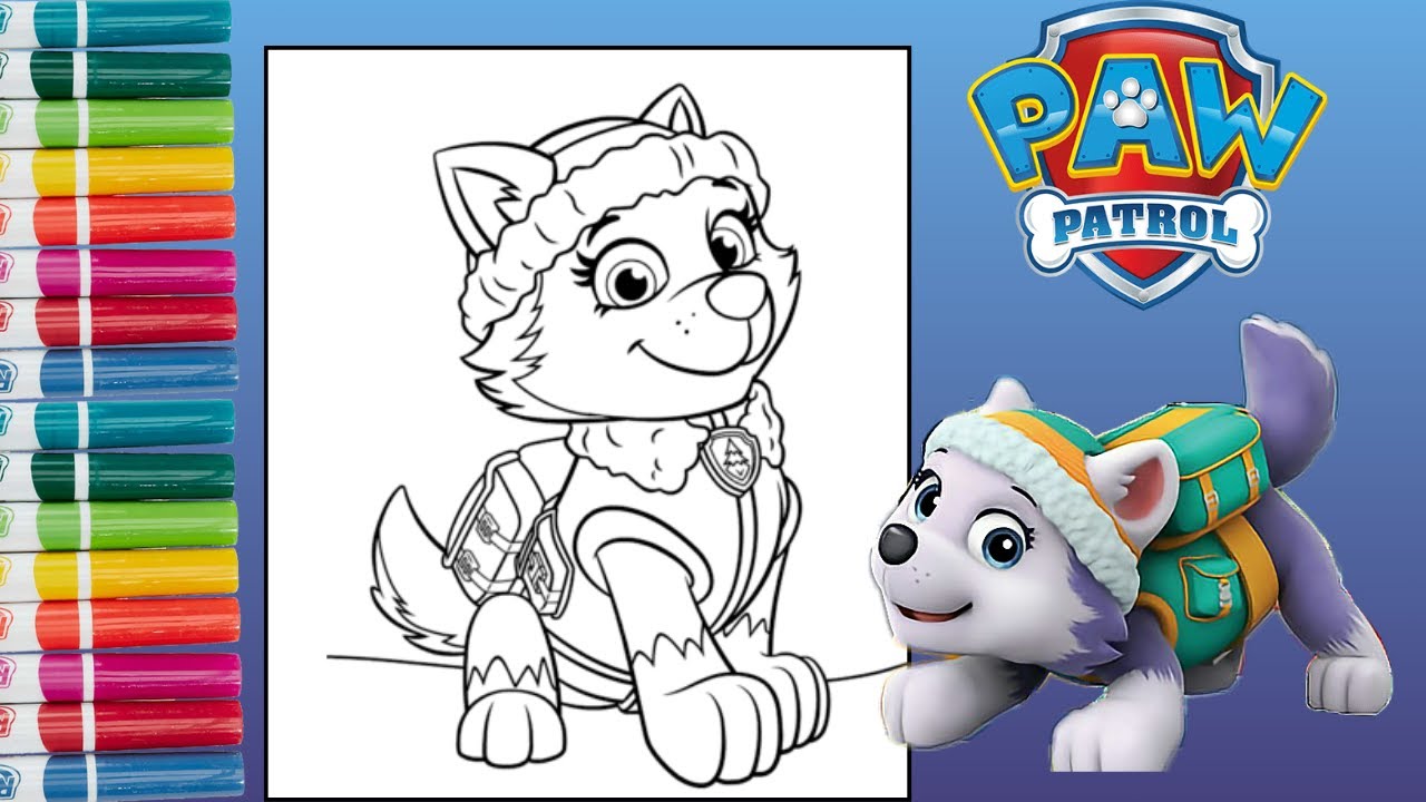 Coloring Everest 🐾 from Paw Patrol 🖍️ | Fun Coloring Pages for Kids and
