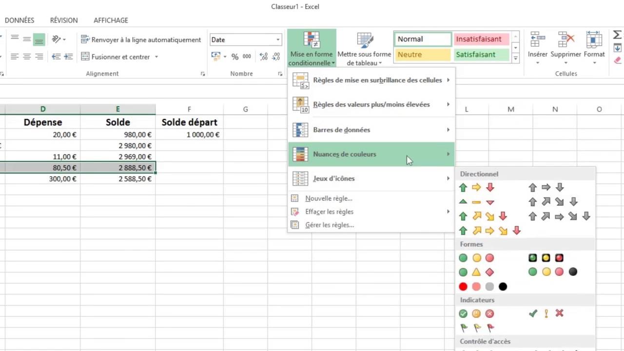 Feuille Excel pour gérer ses comptes recettes dépenses 