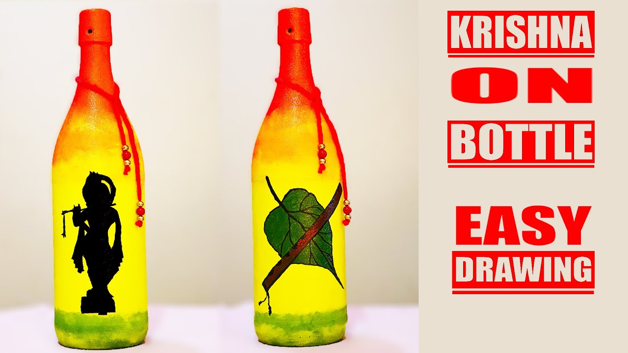 Easy Drawing on Bottle/Lord Krishna Art on Bottle/One Bottle Two ...