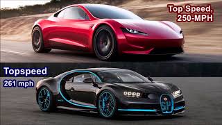 Tesla Roadster 2020 vs Bugatti Chiron 2018! Top Speed!!!