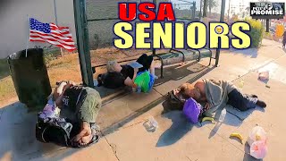 Homeless Seniors in America Living on the Ground / Warning Sad