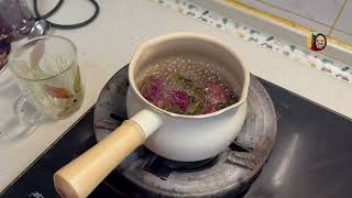 中国云南的罐罐煮奶 玫瑰普洱奶茶Boiled Milk In Cans From Yunnan, China Rose Puer Milk Tea