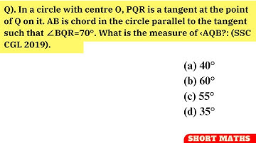 In a circle with centre O  PQR is a tangent at the point of Q on it. AB is chord in the circle para