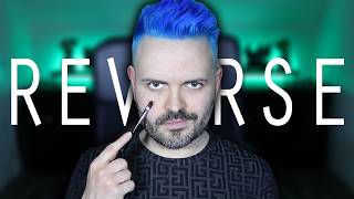PAINTING MY FACE BACKWARDS!  - Makeup In Reverse 2!