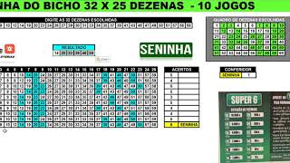 SENINHA DO BICHO 32 X 25 DEZENAS - 10 JOGOS