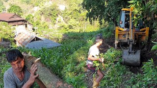 Saving Maize Plantation-Villagers Participation-JCB Backhoe Loader-Hilly Road Construction