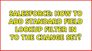 Salesforce: How to add standard field lookup filter in to the change set?