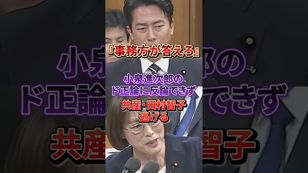小泉進次郎のど正論に反論できず『事務方答えろ』と丸投げして逃げ出す田村委員長がヤバすぎる#小泉進次郎#共産党#田村智子