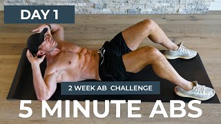 Day 1: 5 MINUTE ABS \/\/ Shredded: 2 Week Ab Challenge