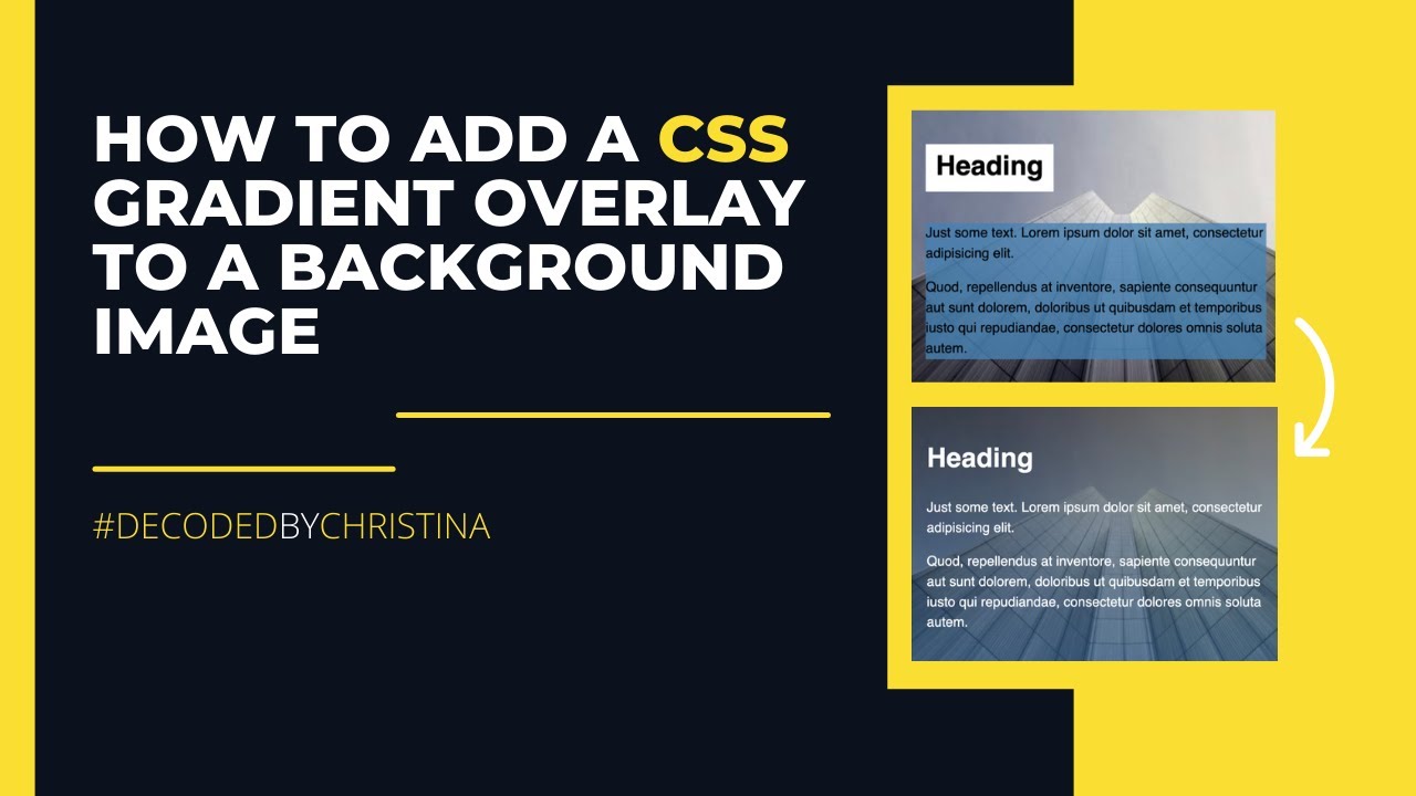 Working with text and images: How to add a CSS gradient overlay to a  background image - YouTube
