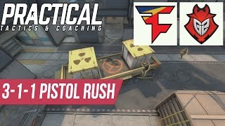 CS:GO TACTIC -- Faze vs G2-- de_train 3-1-1 Pistol A-site Rush