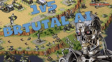 1v5 BRUTAL AI -  Island fortress!  ( Command & Conquer - Yuris Revenge )