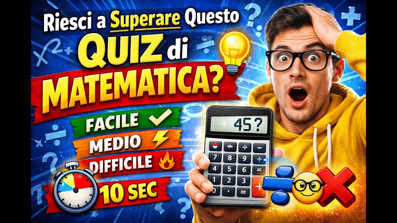 QUIZ MATEMATICA Sfida 30 Domande facili, difficili, estreme. (Solo i migliori fanno 30/30!). ➗🤓✖️