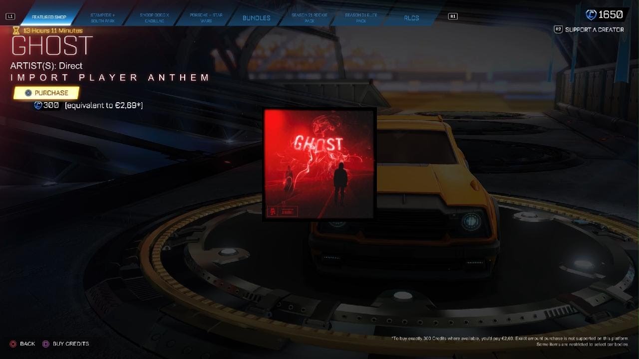GHOST PLAYER ANTHEM in Rocket League ITEM SHOP