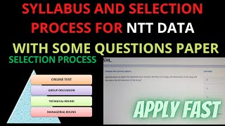 Syllabus & Selection Process For NTT DATA || With Questions Paper || MUST WATCH