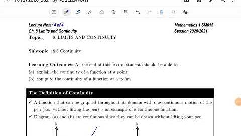 Chapter 8 : Limits and Continuity (Part 3 : Continuity) MADAME AINI
