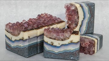 Amethyst Crystal Geode Soap for Soap Challenge Club January 2021 Scraper technique Pencil Lines