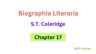 Biographia Literaria : S T Coleridge | Chapter 17 in Urdu/Hindi