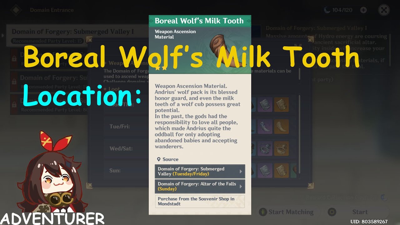 Boreal Wolf S Milk Tooth Location Genshin Impact 2020 L Adventurers L Connect Adventurers Youtube
