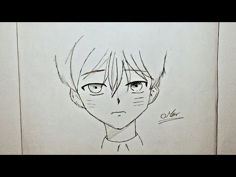 رسم انمي سهل  كيف ترسم ولد انمي كيوت بالخطوات و بقلم الرصاص