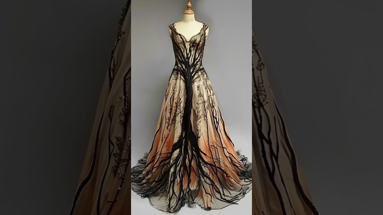 The dress designs a natural landscape,