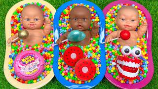 5 Minutes Satisfying With Full Of 3 Rainbow Bathtubs Candy With M&Ms & Magic Slime Cutting 21