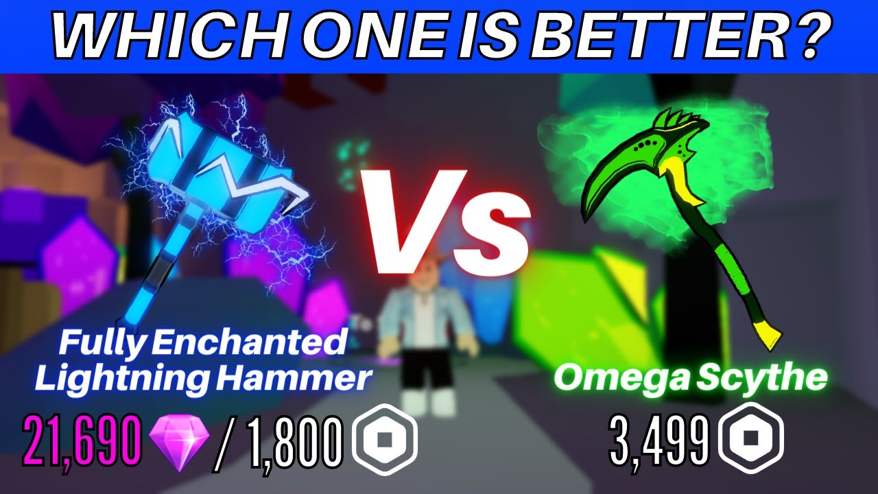 Lightning Hammer VS Omega Scythe! Which one is more worth it? - Roblox Mining Simulator 2