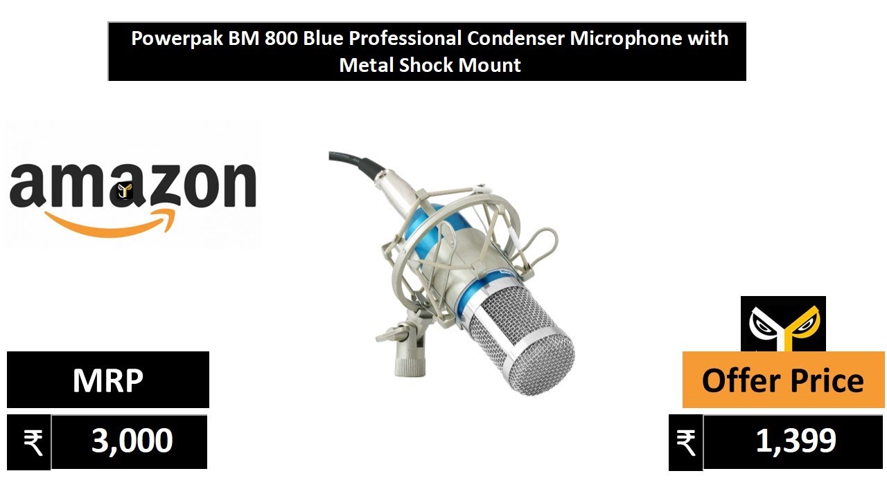 Powerpak BM 800 Blue Professional Condenser Microphone with Metal Shock Mount