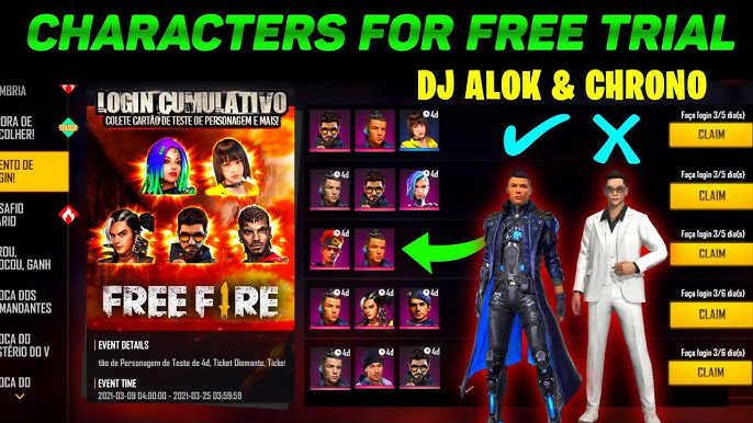 All Characters Free In Free Fire Free Fire New Event Garena Free Fire Youtube