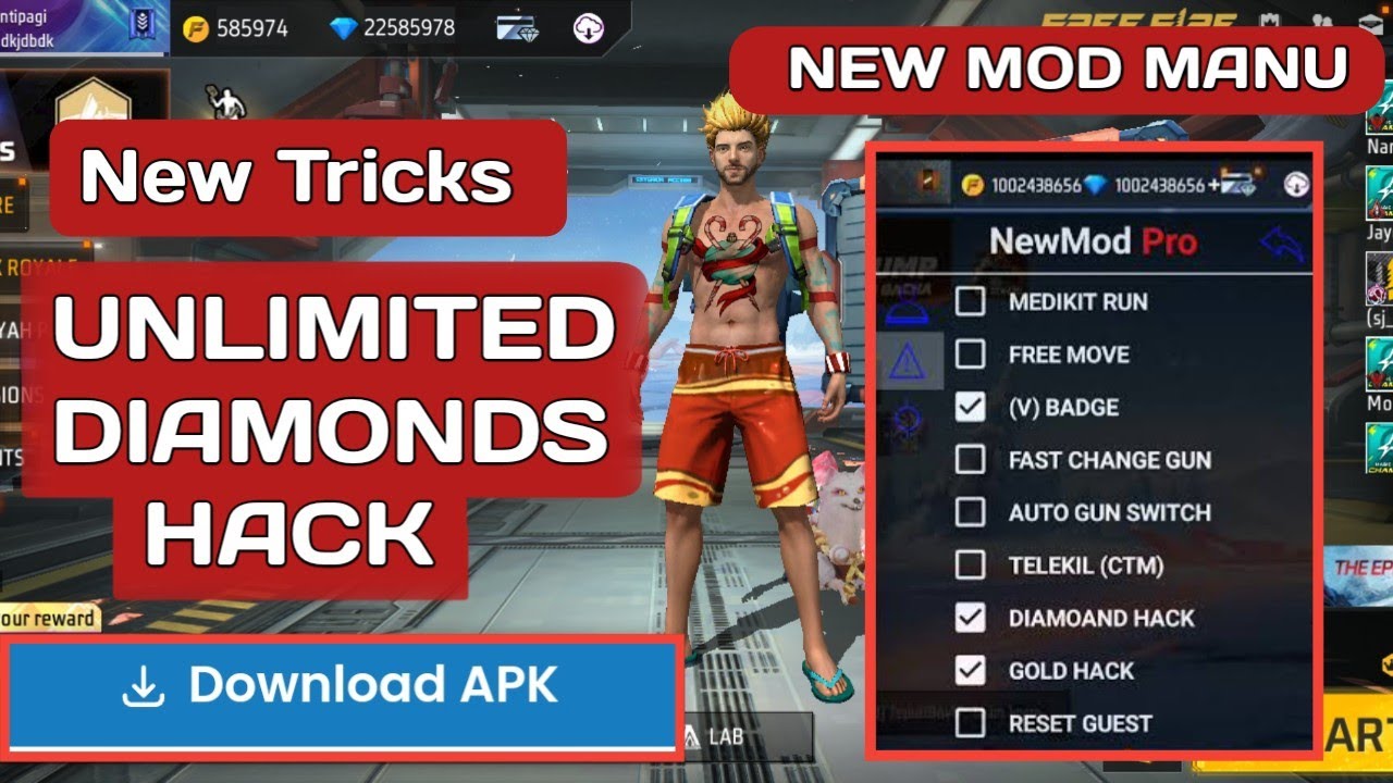 FREE FIRE DIAMOND HACK 💎 UNLIMITED DIAMONDS NEW HACK MOD MANU OB42