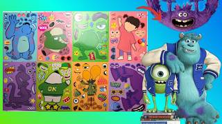 🚪Paper DIY🚪 Disney MONSTERS UNIVERSITY Movie Make a Face Stickers with Sully, Mike Wazowski, Squishy