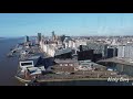 Liverpool liver birds and Albert dock by drone 27th Feb 2021