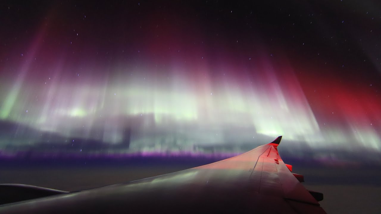 Aurora Borealis Timelapse from Delta A330-941 Seattle to London, G3 Geomagnetic Storm, unedited & 4K