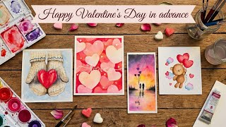 Valentine's Day Gift/Make a Valentine's Day Greeting Card with Watercolor🎨 screenshot 5