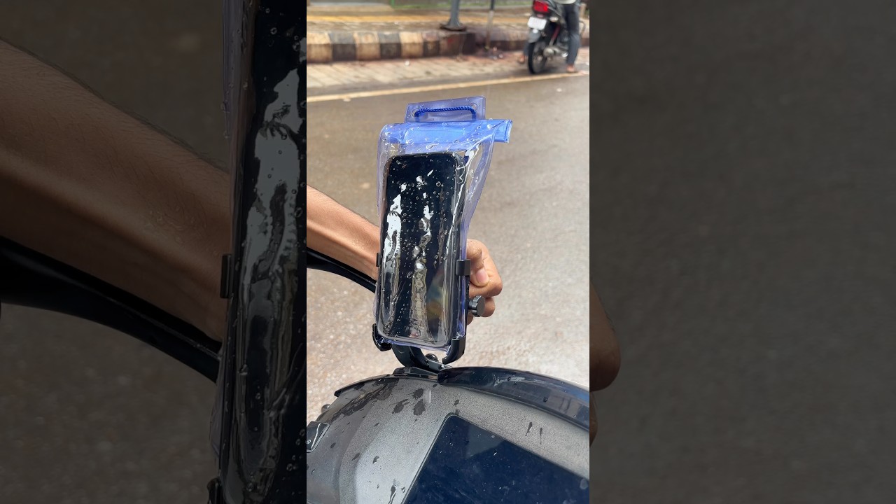Waterproof mobile rain pouch available at Vedant bike accessories Hubli 