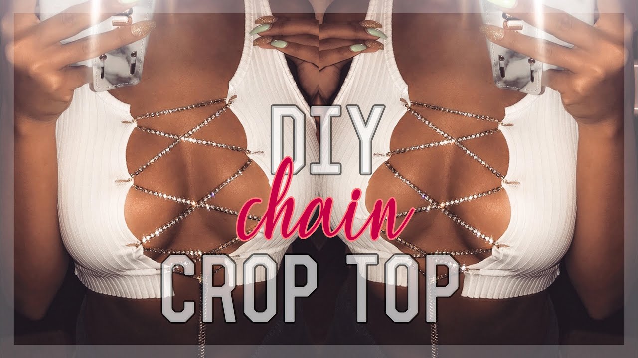 thrasher crop top with chains on side