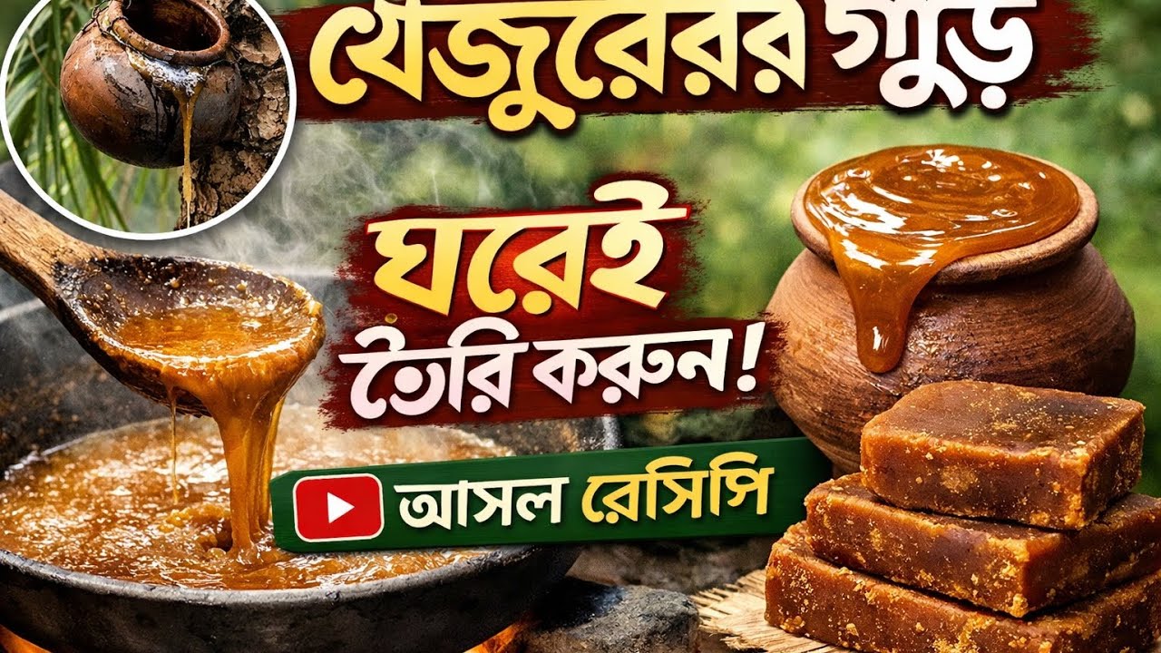 খাঁটি খেজুরের গুড় তৈরির পদ্ধতি | খাঁটি নলেন গুড় কিভাবে তৈরি হয় দেখুন-Khejur Gur/Nolen Gur Recipe