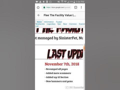 Roblox flee the facility value list (link in description OUTDATED) 