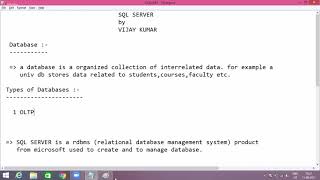 3) SQL Server By Vijay Sir What Is Sql Sever (TYPES OF DATABASE)