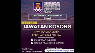 JAWATAN KOSONG UNIVERSITI TEKNOLOGI MARA (UiTM) FEBRUARI 2024 #jawatankosong #kerjakosong #malaysia JAWATAN KOSONG UNIVERSITI TEKNOLOGI MARA (UiTM) FEBRUARI 2024 #jawatankosong #kerjakosong #malaysia
