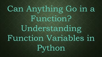 Can Anything Go in a Function? Understanding Function Variables in Python