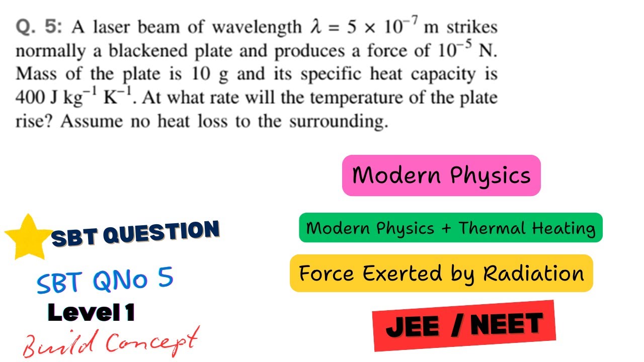 Photon Momentum & Temperature Rise of Surface Body | SBT  Q 5 Modern Physics | JEE / NEET