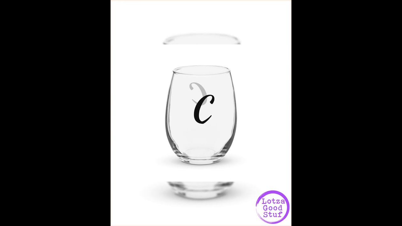 Personalized Letter C Stemless wine glass