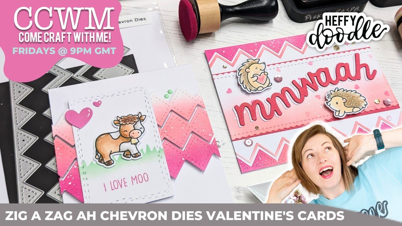 CCWM- using the zig a zag ah chevron dies to create valentine's day cards